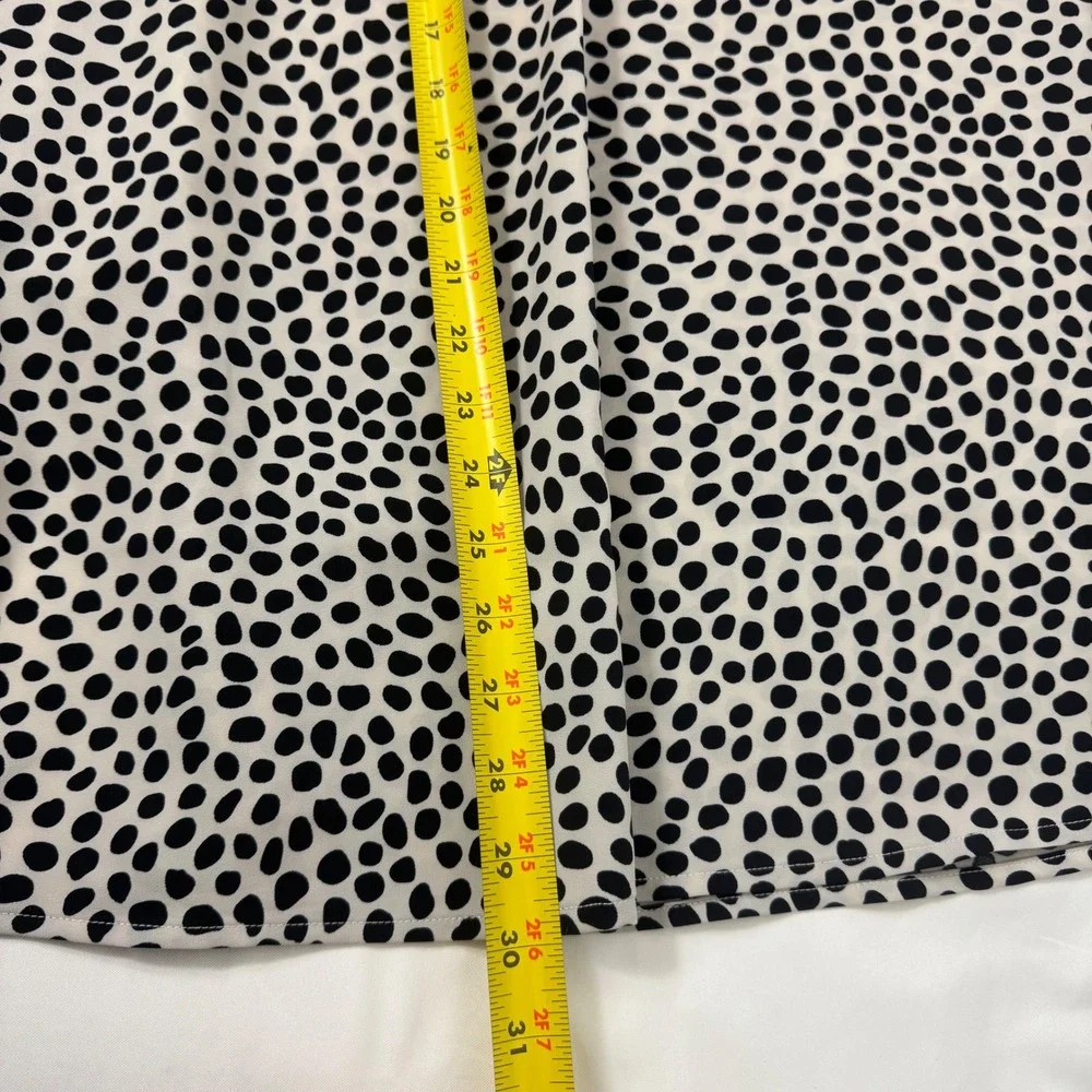 T Tahari Women A-line Pull On Skirt Leopard  Black Dot Midi Sz‎ M Elastic Waist